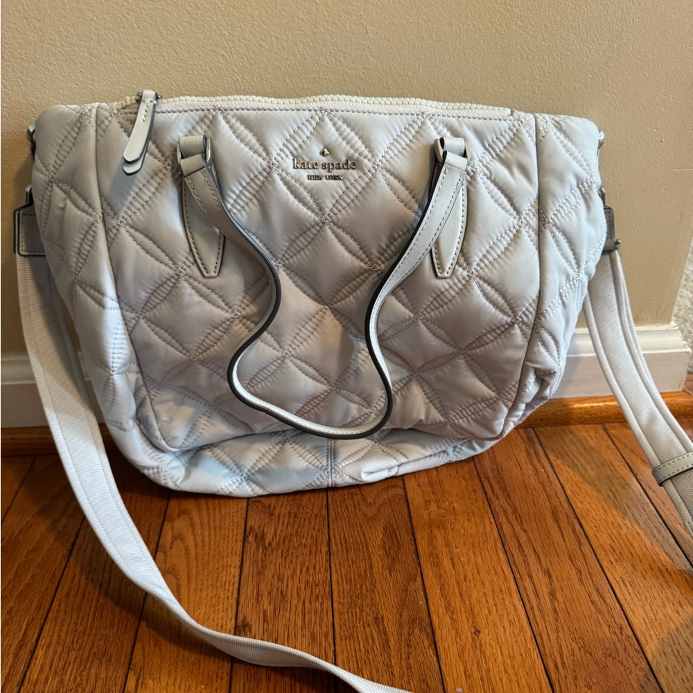 kate spade Quilted White Shoulder Tote with Crossbody Strap